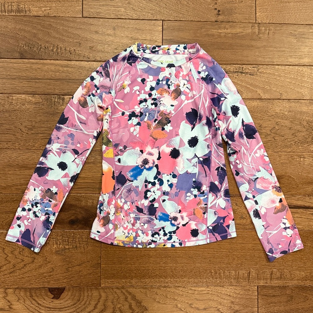 Tek Gear Girls Long-Sleeve Multicolored Floral Shirt - Size S 7